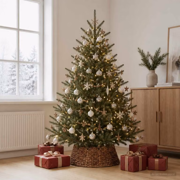 vidaXL Collare per Albero di Natale Rotondo Marrone Ø 75 x 25 cm