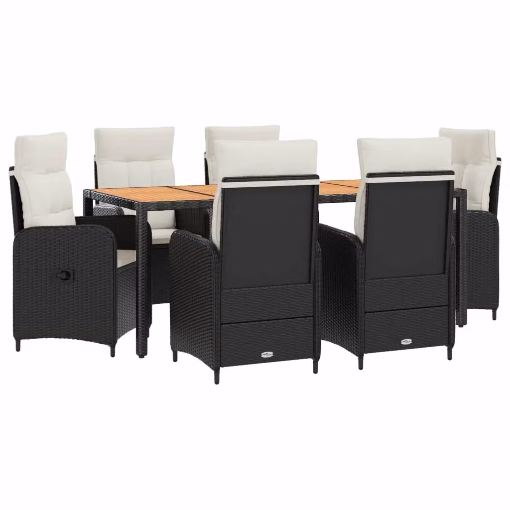 Set da pranzo per esterni vidaXL in legno di acacia e acciaio verniciato nero e bianco, 7 pezzi – 2
