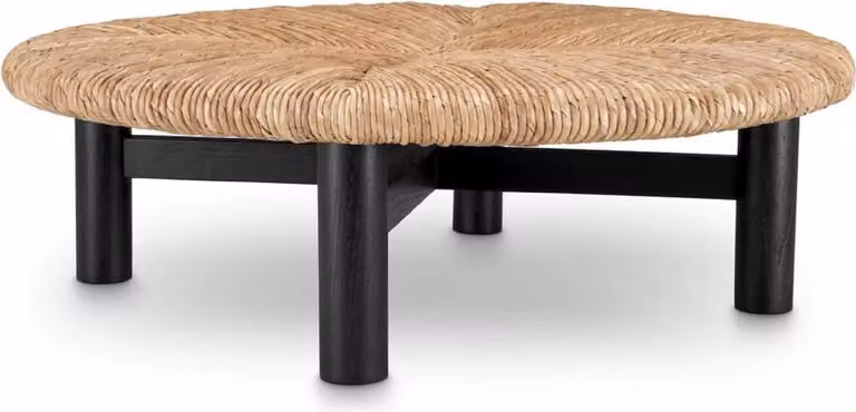 Tavolino Casa Padrino colori naturali / nero Ø 100 x H. 30,5 cm - Tavolo rotondo da salotto - Mobili da salotto - Mobili - Arredi