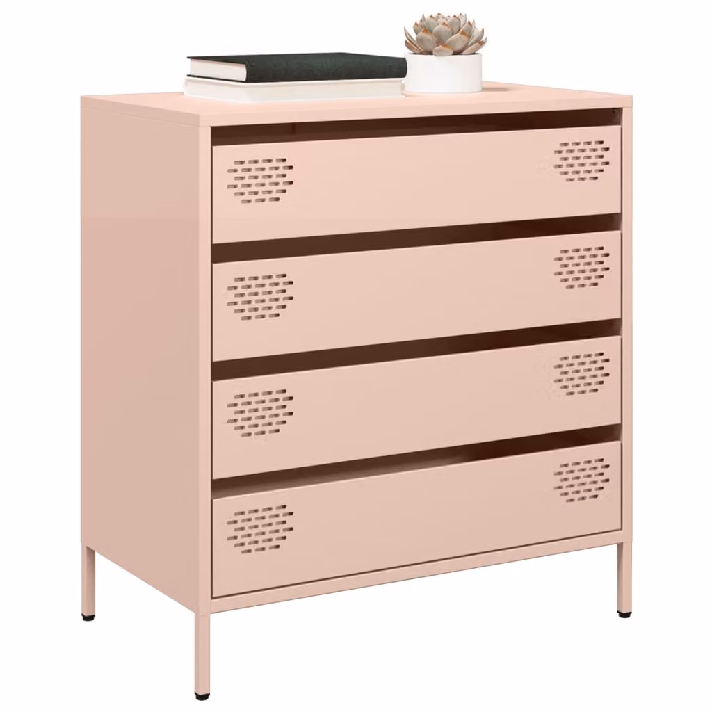 vidaXL Credenza in metallo rosa L: 68 cm, P: 39 cm, H: 73,5 cm