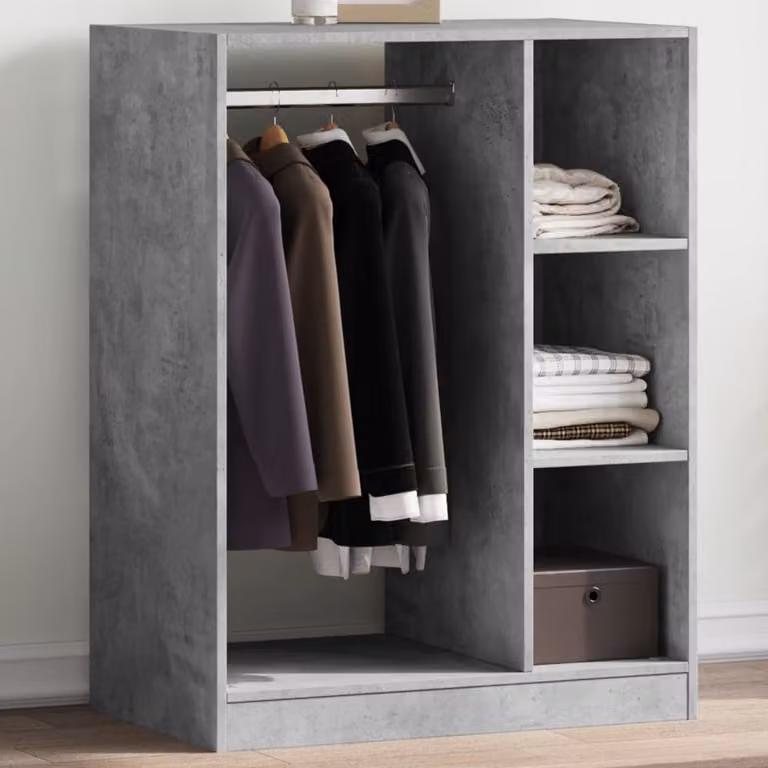 Armadio vidaXL Grigio in Legno e MDF con Ripiani e Appendiabiti L: 77 cm, P: 48 cm, H: 102 cm
