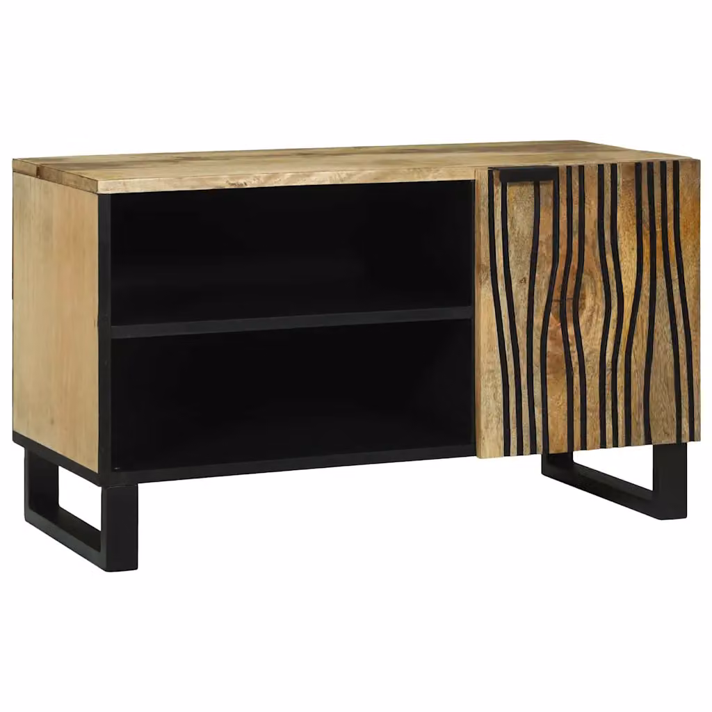 Unità TV moderna vidaXL in legno e metallo, Marrone e Nero, L 80 x P 33 x H 46 cm