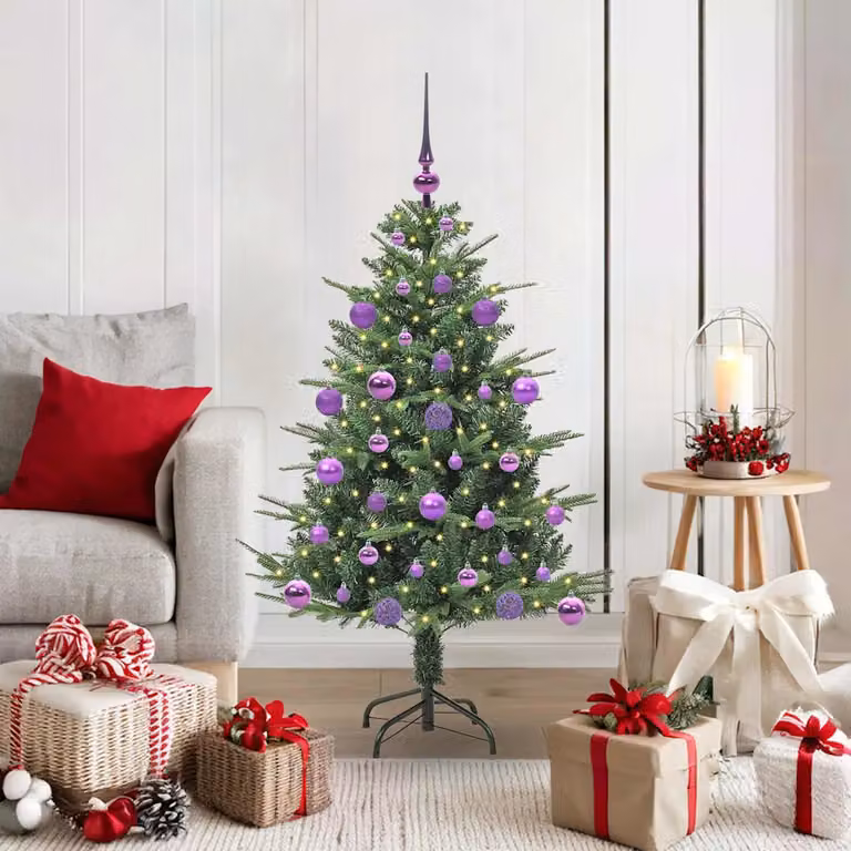 vidaXL Albero di Natale Artificiale Pre-illuminato con Set di Palline