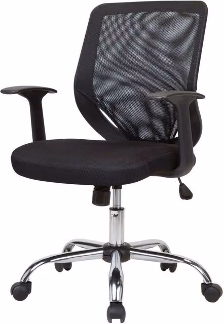 Sedia da ufficio Baradili, Poltrona direzionale ergonomica con braccioli e ruote, Nero, L: 60 cm, P: 54 cm, H: 90/98 cm – 1