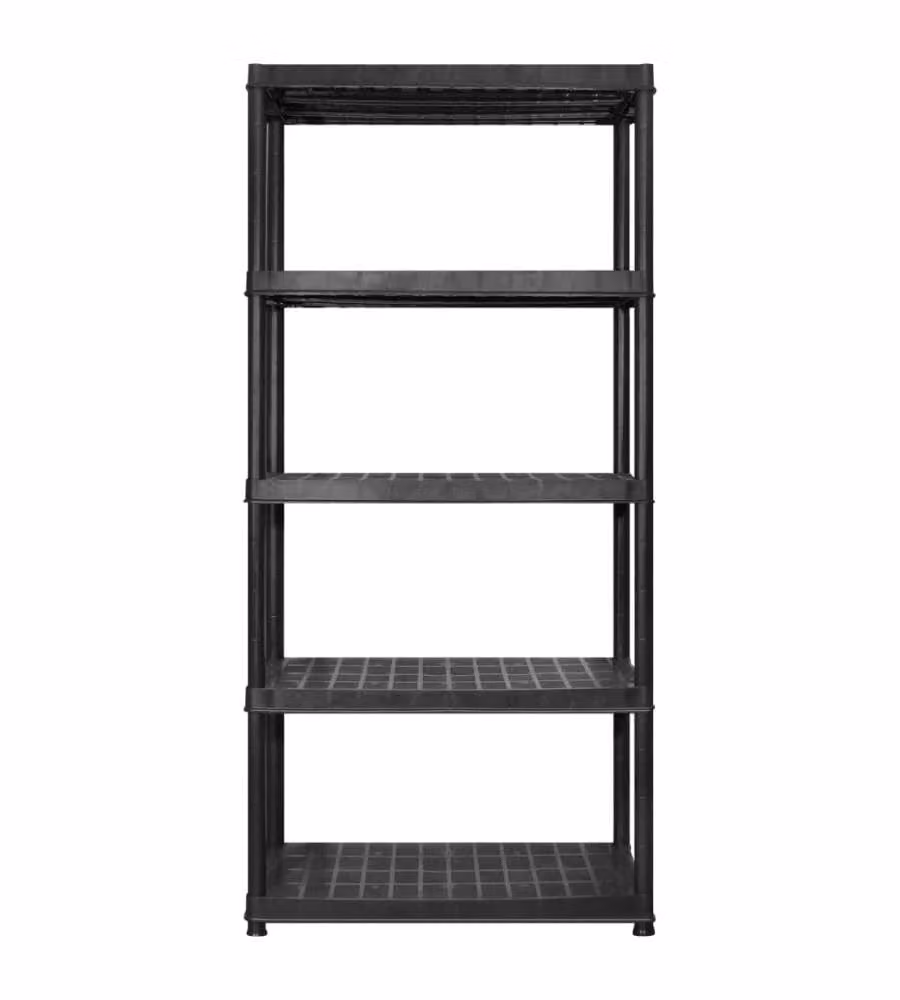 Scaffale a 5 Ripiani Nero 183x45,7x185 cm in Plastica