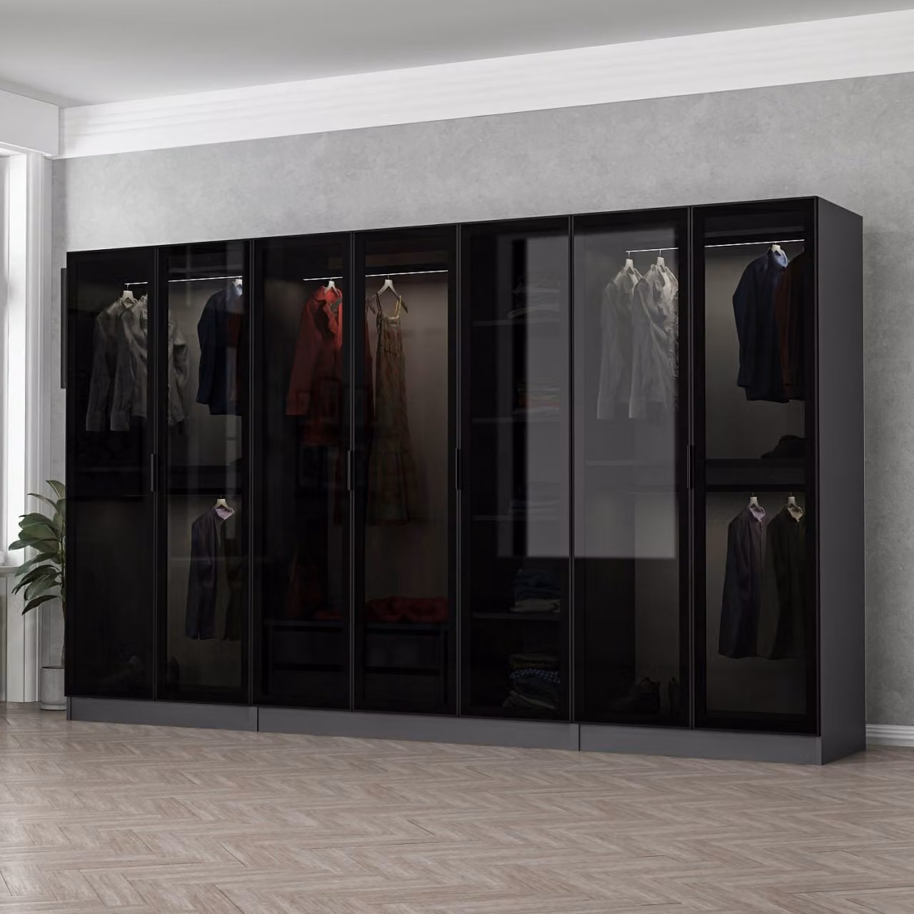 Skye Decor, Kale - 6094, armadio, antracite, 100 % PANNELLI DI PARTICELLE RIVESTITI IN MELAMMINA, 315 x 52 x 210 cm