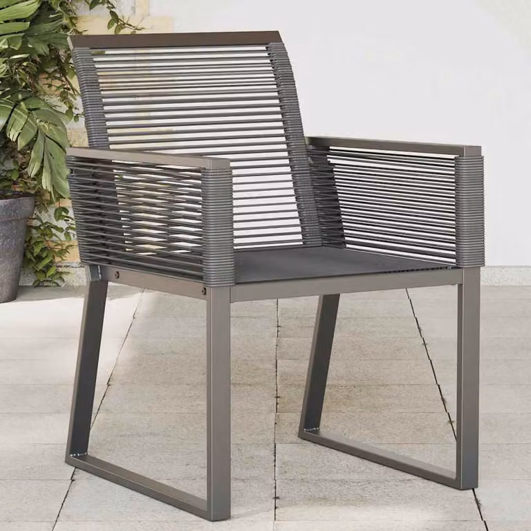 Set di 4 sedie da giardino vidaXL in polyrattan nero con braccioli e struttura in metallo