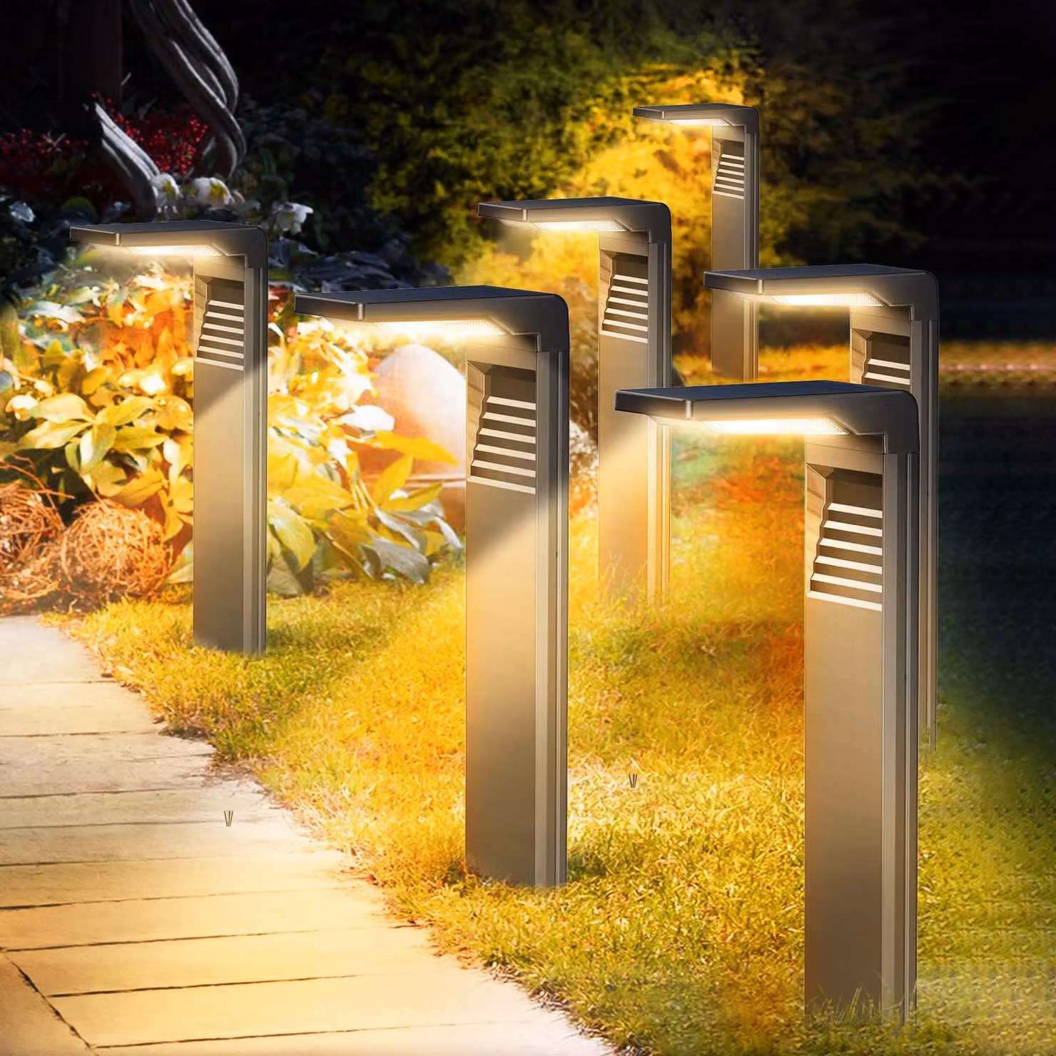Set di 6 luci solari a LED, grado di protezione IP64, 2 modalità, luce bianco caldo, per uso esterno
