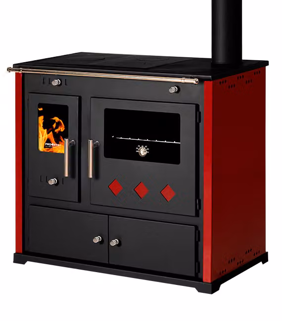 Stufa a legna con vano cottura e piano di cottura Stufa a legna Practik Lux 9,5 kW Stufa a legna Stufa a fuoco continuo Stufa per officina Stufa svedese Stufa per casetta Stufa per riscaldamento