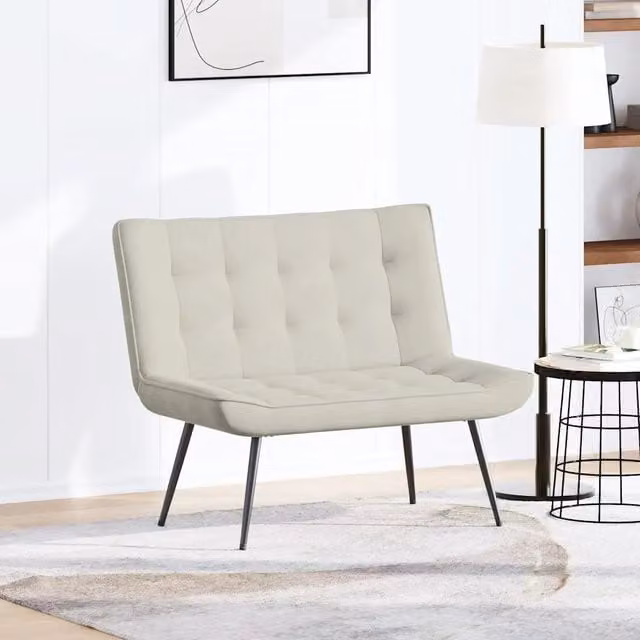 Panca-Sgabello-Poggiapiedi Crema 110x74x84 cm in Velluto