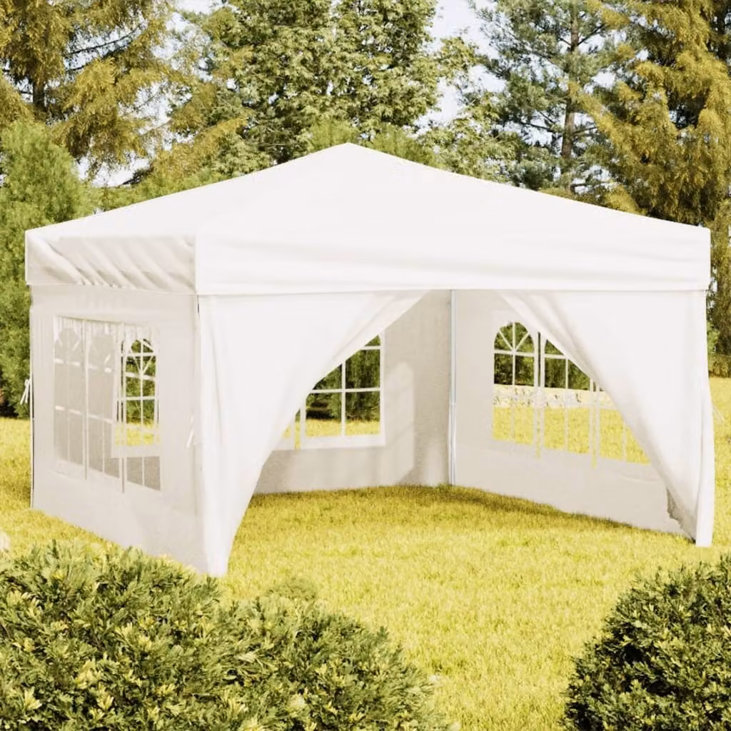 The Living Store Tenda per feste pieghevole con pareti laterali Crema 3x3 m