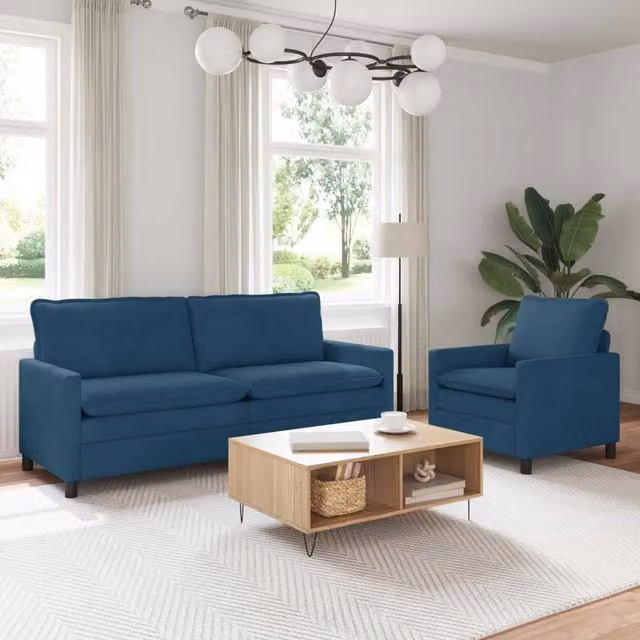 Set di divani 2 pz Blu Velluto 3417117