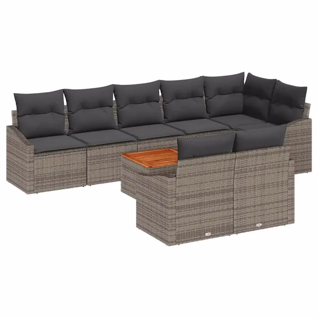 Set Divano da Giardino Moderno vidaXL in Polyrattan Grigio con Cuscini e Tavolino da Caffè – 2