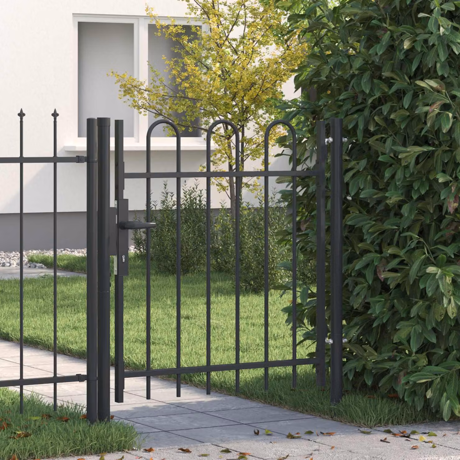 Cancello singolo per recinzione vidaXL BOXTEL in acciaio grigio, L: 103 cm, H: 150 cm