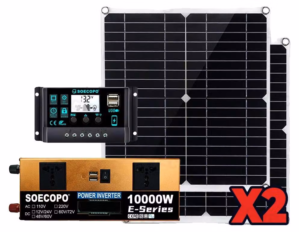 Kit per il sistema solare, inverter a doppia presa, pannelli solari leggeri, set solare a 220V