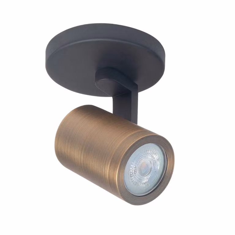 HighLight Faretto da soffitto Halo, nero/ottone brunito Ø 10 cm a 1 luce. dimmerabile, Nero, Soggiorno / Sala da pranzo, Metallo, Moderno