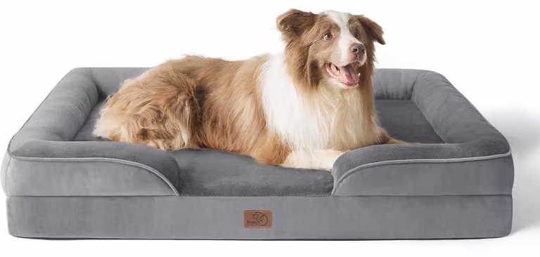 Cuccia ortopedica per cani, divano ergonomico per cani, 97x71 cm, grigio, realizzata con schiuma a celle chiuse, adatta a cani di grossa taglia, lavabile, antiscivolo