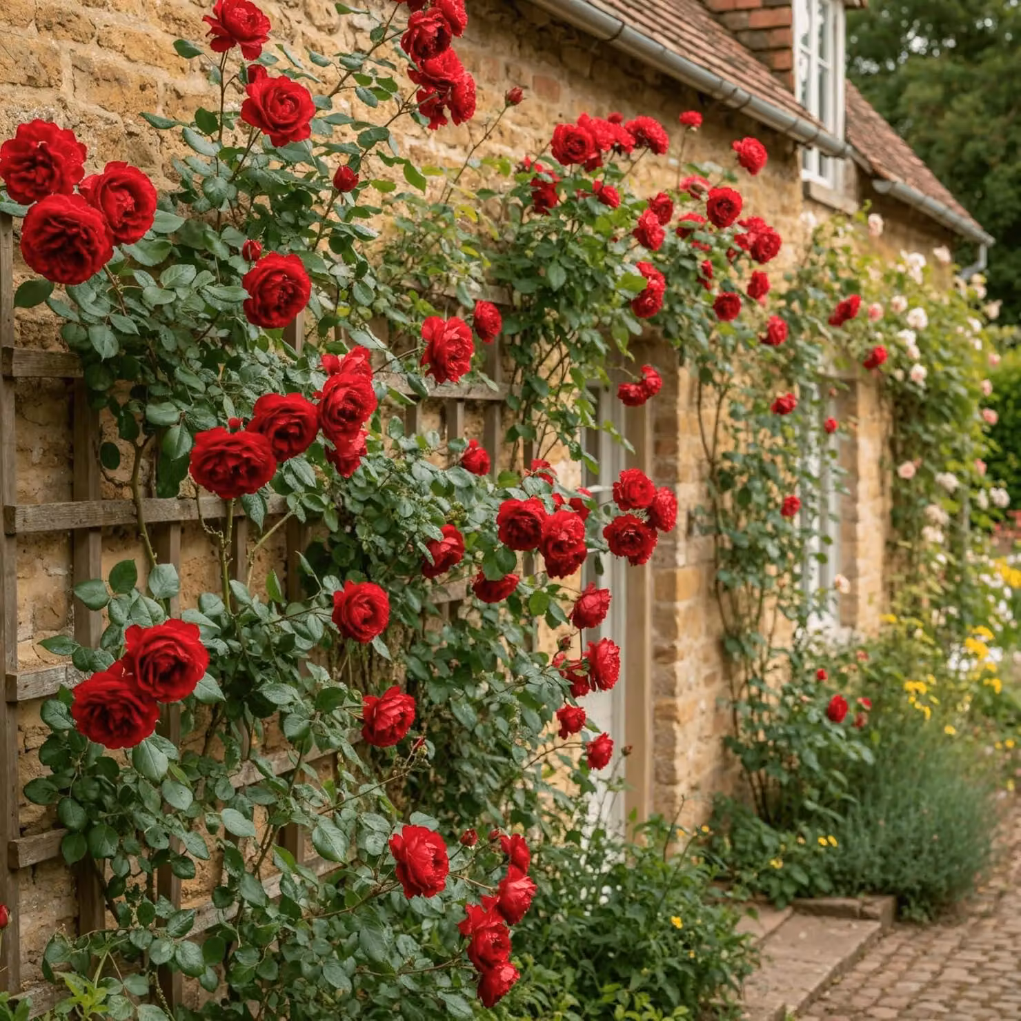 Kletterrose Rot - 2 piante - Pianta perenne resistente al freddo - Rosa vera proveniente dai Paesi Bassi - Ideale per tralicci, archi e pergolati (senza semi, non artificiale)