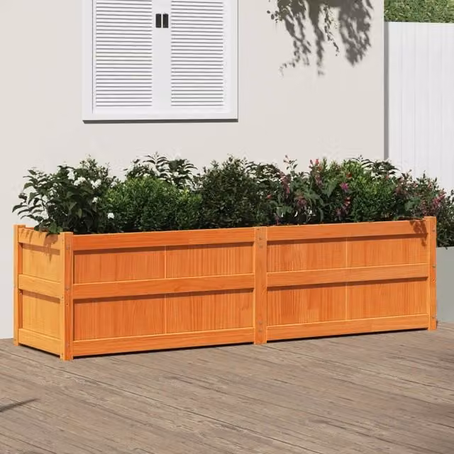 Fioriera Giardino-Vaso da Esterno-Contenitore per Piante Marrone Cera 180x50x50 cm Legno Massello Pino
