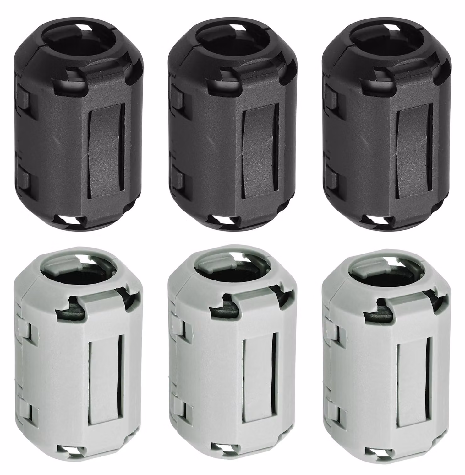 Set di 6 anelli filtranti in ferrite, diametro interno 13 mm, clip per schermatura EMI, colore nero/grigio