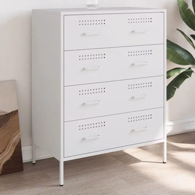 Credenza bianca in metallo stile industrial vidaXL L: 68 cm, P: 39 cm, H: 89 cm – 1