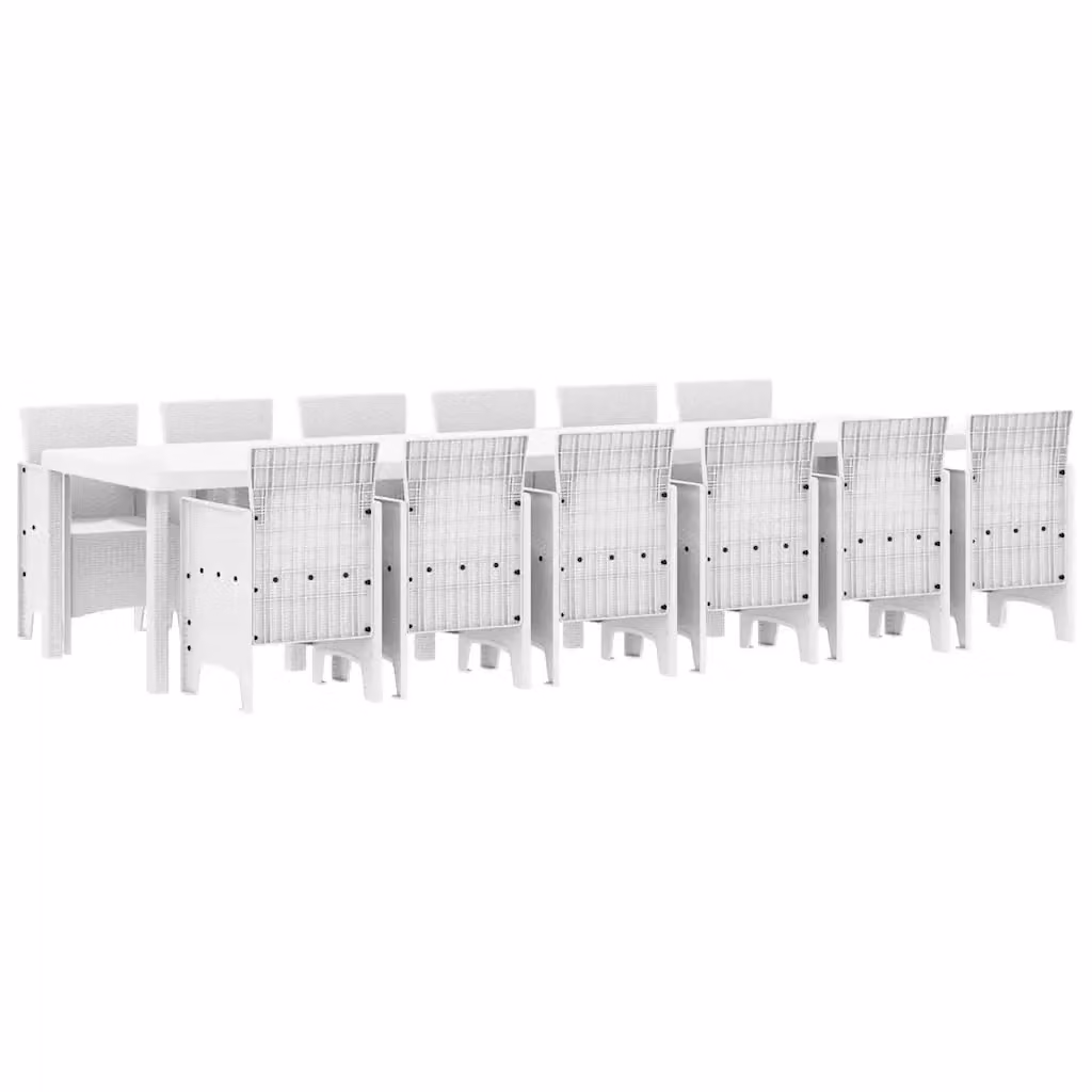 Set da pranzo per giardino e terrazza vidaXL in rattan bianco con 13 pezzi e cuscini rimovibili – 2