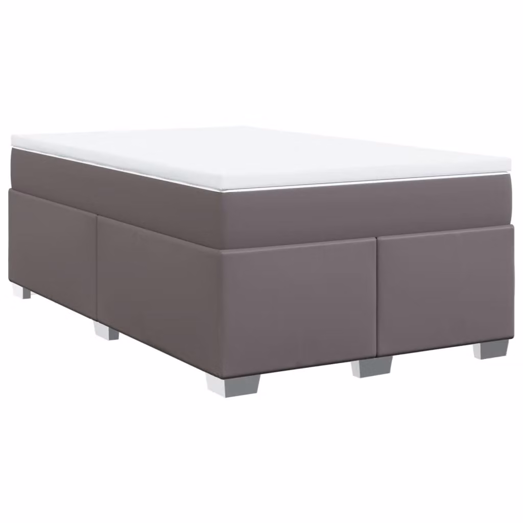 Giroletto a Molle con Materasso Grigio 120x190 cm in Pelle finta