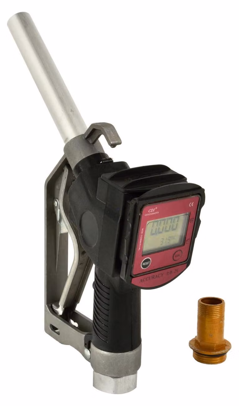 Erogatore gasolio, pistola contalitri diesel e olio, display LCD 60 l/min, ugello rifornimento con flussometro digitale