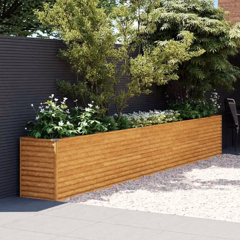 Letto rialzato da giardino vidaXL in acciaio Corten marrone L: 482 cm, P: 50 cm, H: 69 cm