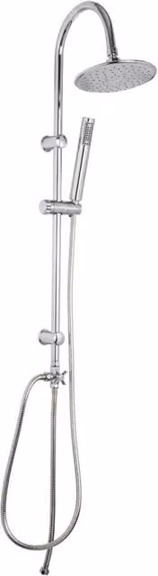Saliscendi Doccia Metaform Modello Poseidon con Soffione e Doccetta in Acciaio Inox e Ottone Spazzolato Colore Argento e Ottone Satinato