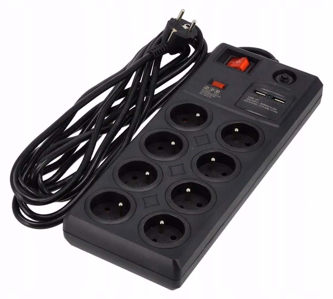 Ciabatta multipresa Schmith, 10 prese, cavo da 5 metri, con porte USB e interruttore