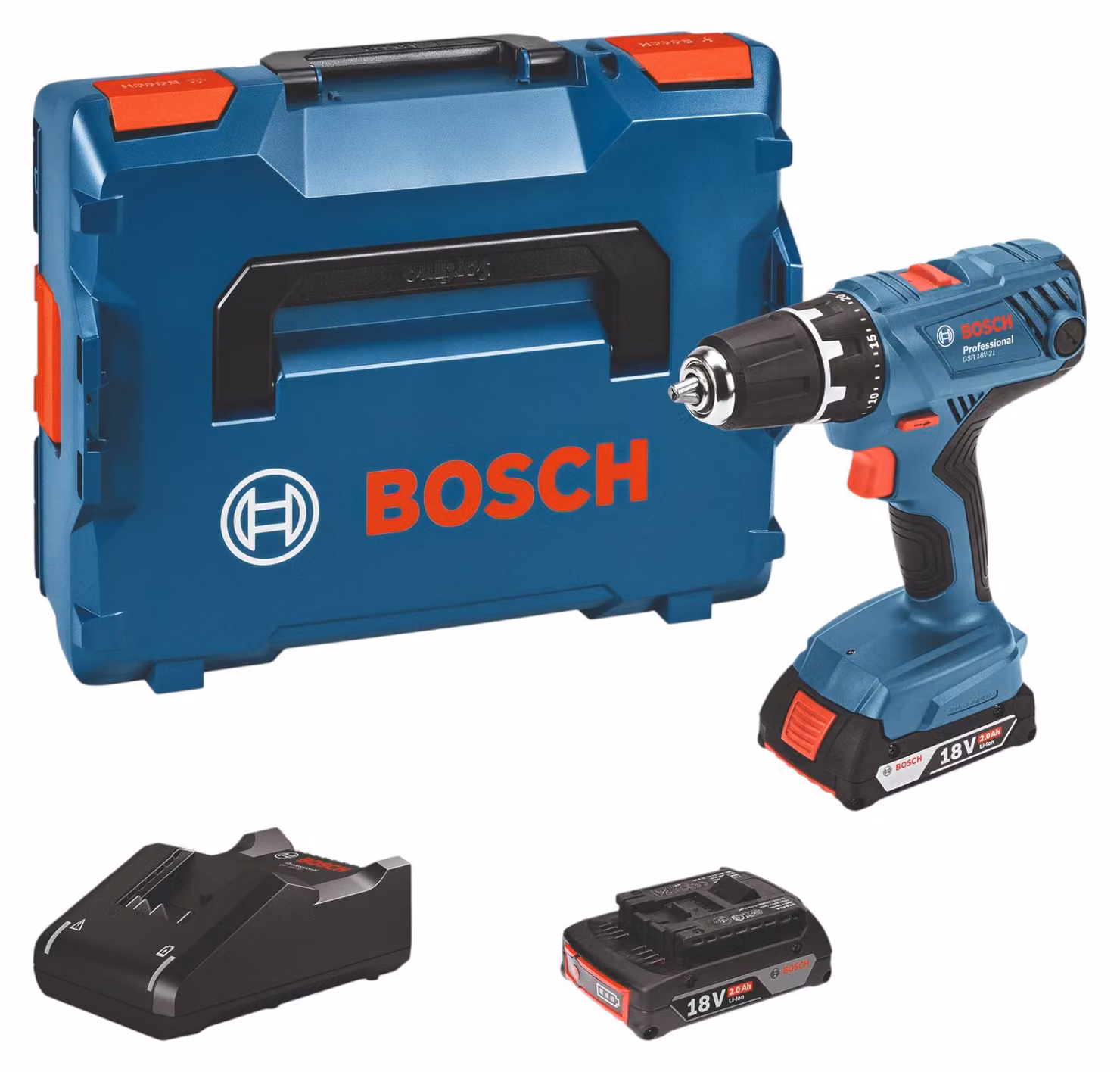 Bosch 06019H1008 Bosch GSR 18V-21 inkl 2x Akku Akku-Bohrschrauber