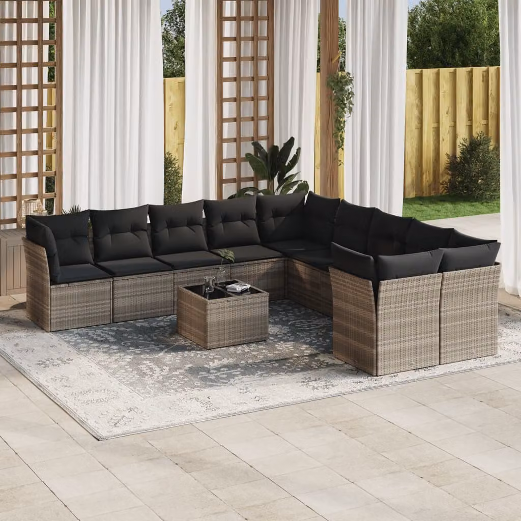 Maison Exclusive - Set da giardino 11 pezzi con cuscini Grigio chiaro Polyrattan