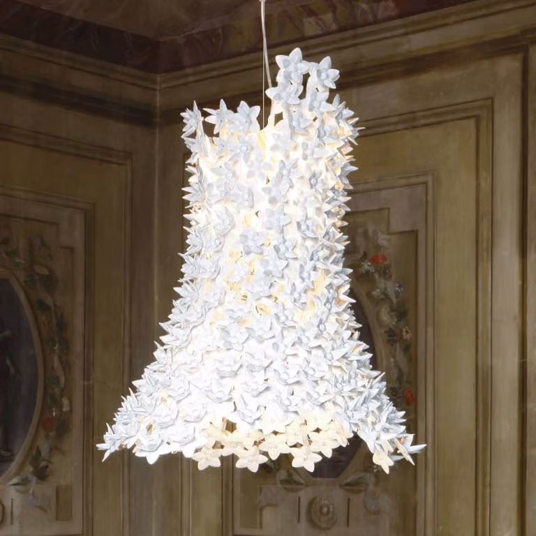 Kartell Lampada a sospensione Bloom, Bianco / Opale, Soggiorno / Sala da pranzo, Plastica, Design, Lampada a sospensione