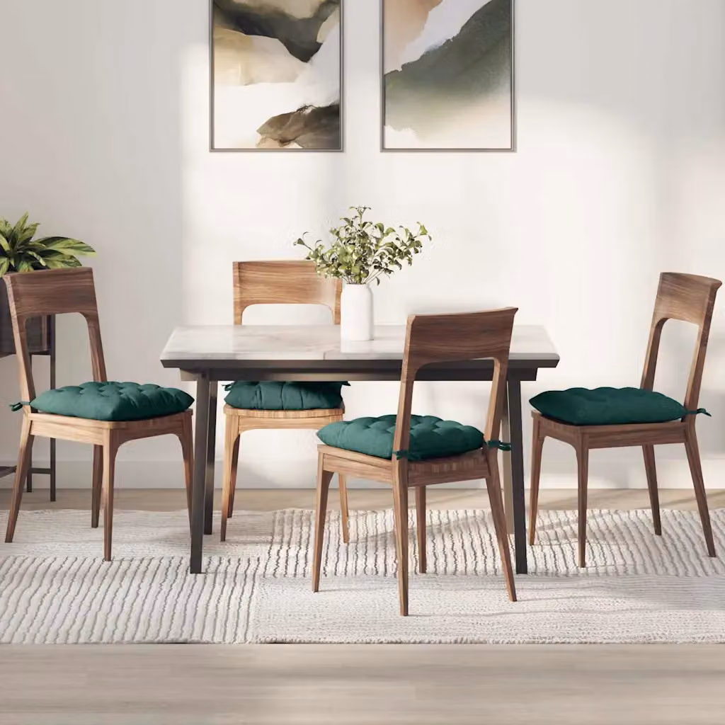 Set di 4 cuscini per seduta quadrati vidaXL in tessuto verde, lavabili in lavatrice, L 40 x P 40 x H 6 cm