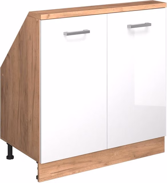 Mobile sottotetto Vicco Rion Bianco lucido e Rovere dorato con 2 ante e ripiani interni L/P/H: 83.8 x 46.0 x 80.0 cm