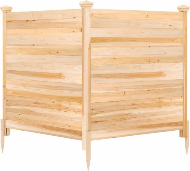 Recinto da giardino in legno massello marrone con 2 pannelli a schermo ventilato per installazione interrata L: 119 cm, H: 115,5 cm – 1