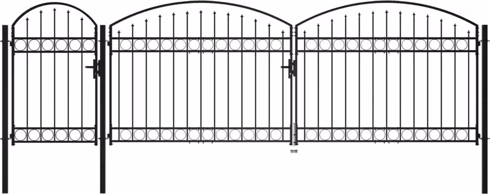 Maison Exclusive - Cancello da giardino ASSEN con arco in acciaio, 1,25 x 5 metri, colore nero