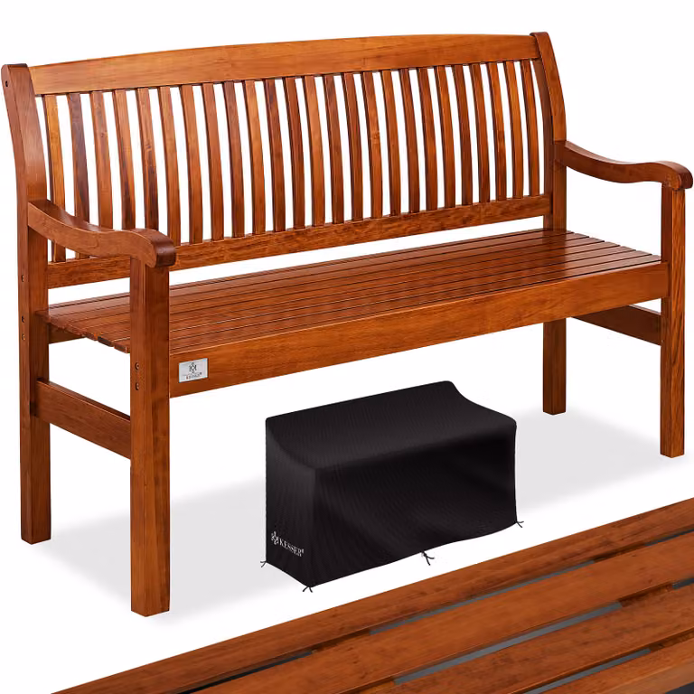 Panca da giardino KESSER® in legno, panca per parco resistente alle intemperie, adatta per 3-4 persone, con capacità di carico di 320 kg, inclusa copertura