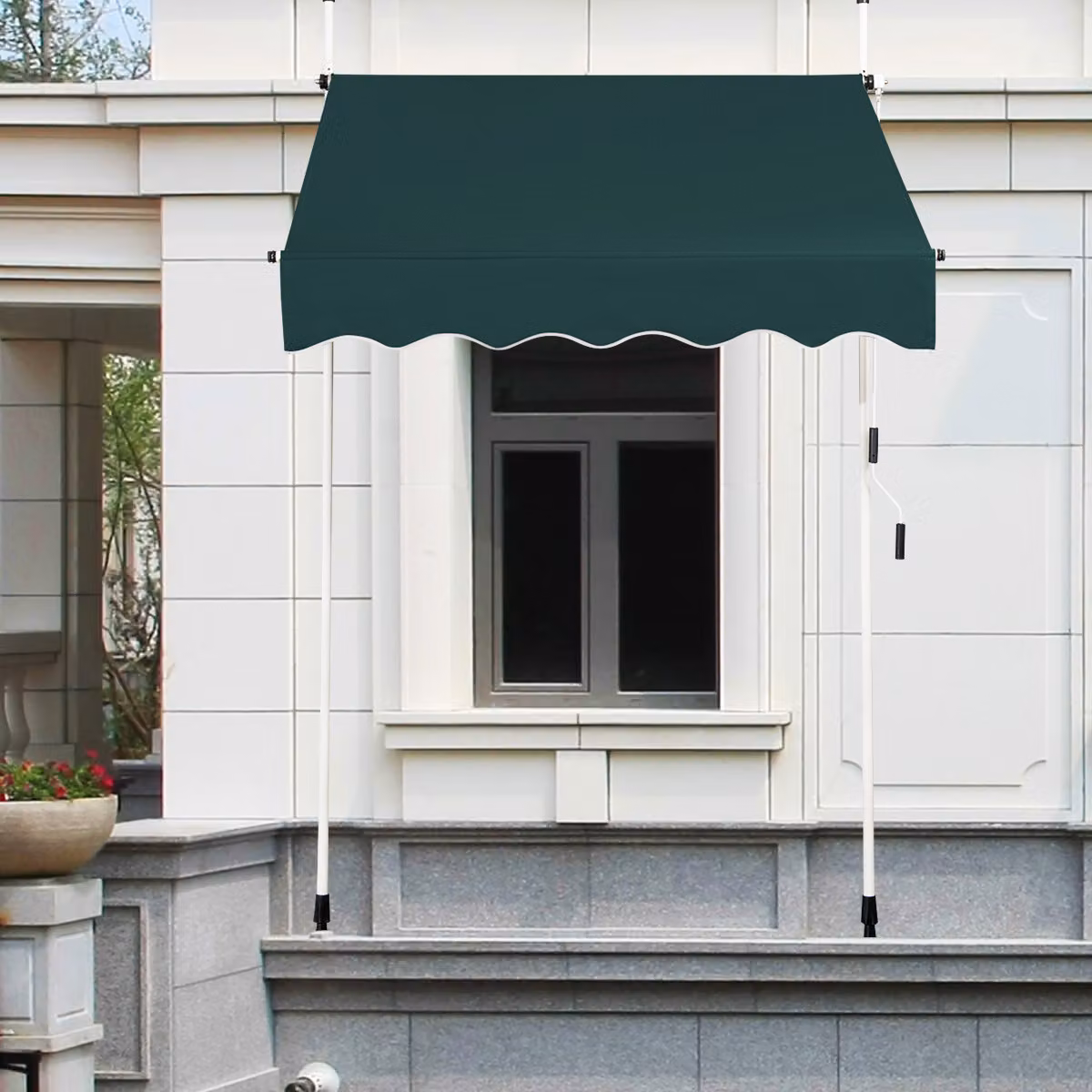 Tenda a molla Costway per balcone senza foratura, resistente ai raggi UV, regolabile in altezza, colore verde, Larghezza: 150 cm