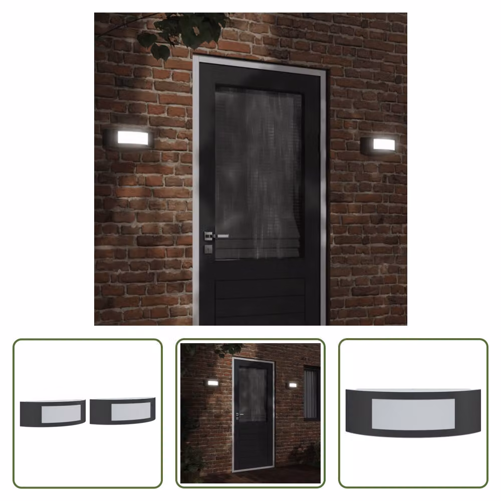 The Living Store Applique da esterno 2 pezzi in acciaio inox nero