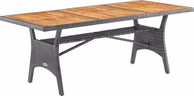 Tavolo da giardino estensibile Casaria in legno di acacia oliato e polyrattan grigio L: 190 cm, P: 90 cm, H: 74 cm