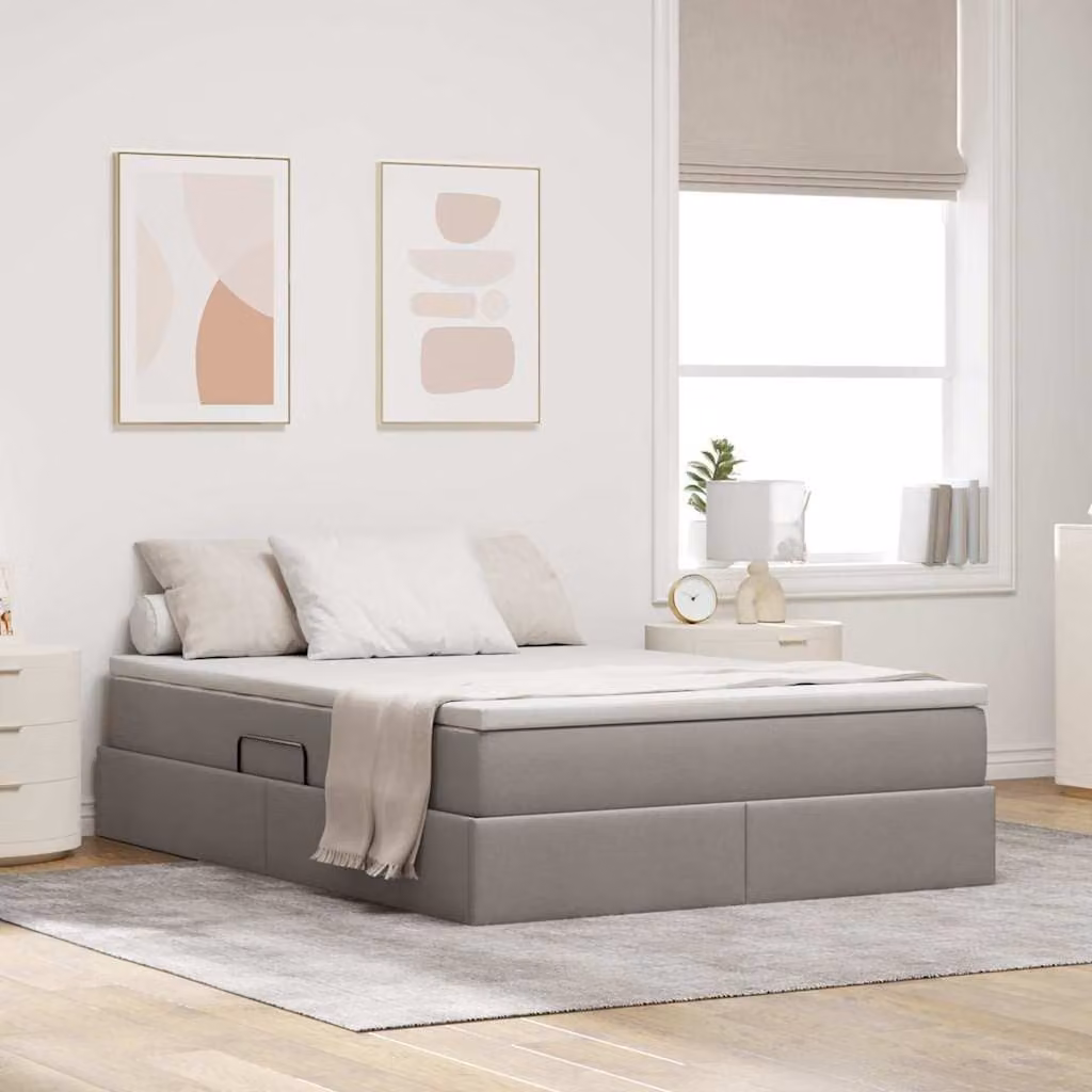 Letto con contenitore e materasso ibrido Talpa vidaXL, L/P: 140 x 200 cm, in tessuto e metallo – 1