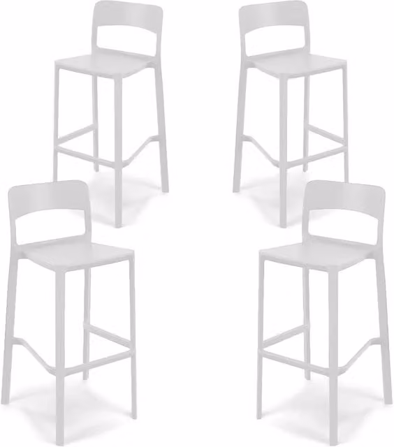 Set 4 sgabelli in polipropilene STIL altezza seduta 65cm, impilabile, idrorepellente, resistente ai raggi UV, design moderno e innovativo, ideale per la cucina, la veranda o giardino colore Ghisa