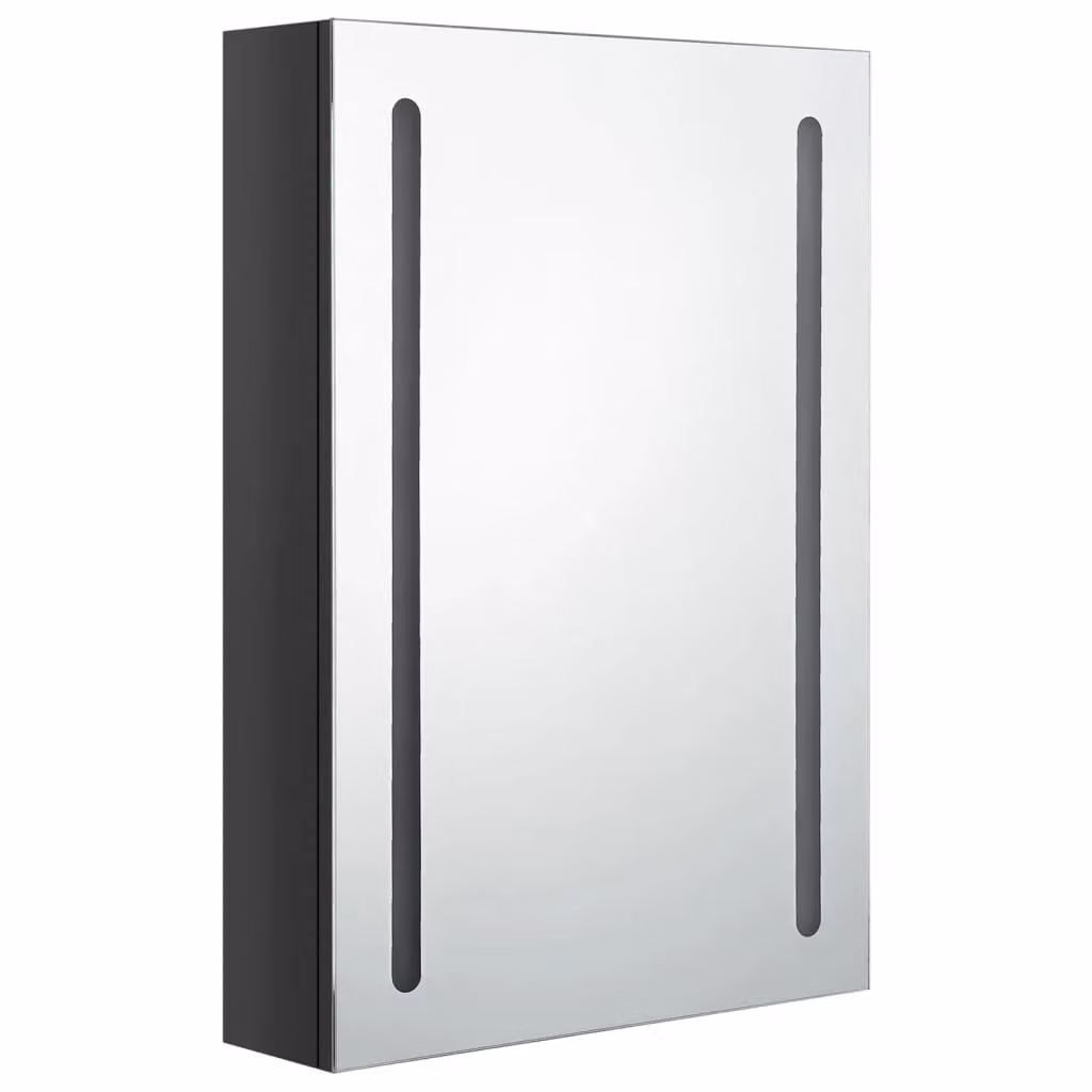 Mobile da bagno moderno nero lucido con specchio e illuminazione LED, L: 50 cm, P: 13 cm, H: 70 cm – 2