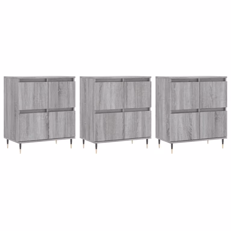Credenze 3 pz Grigio Sonoma in Legno Multistrato