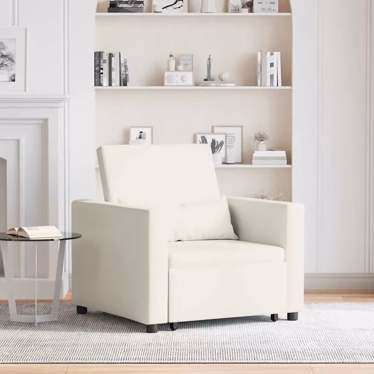 vidaXL Divano letto singolo estraibile in velluto beige con ruote e struttura in metallo