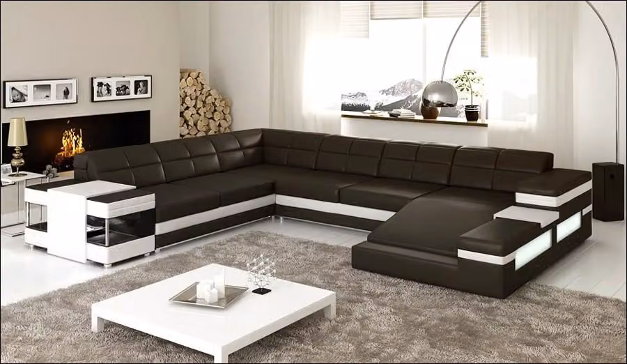 Design Ecksofa Sofa Couch Polster Eckgarnitur Ledersofa Sofas Couchen U-Form