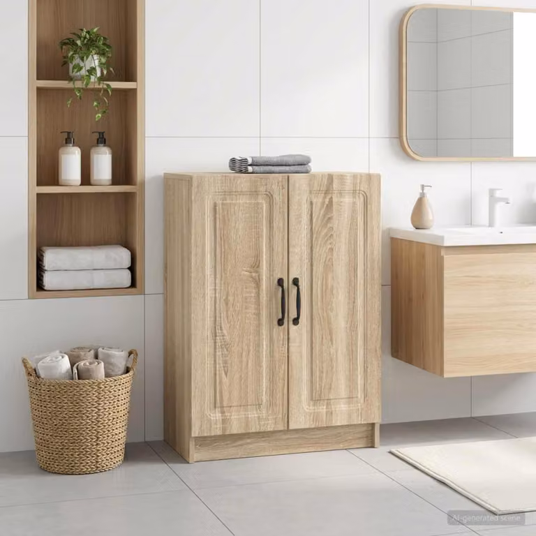 Mobiletto da bagno moderno vidaXL UTRECHT in Rovere Sonoma, L 59,5 x P 31 x H 77 cm