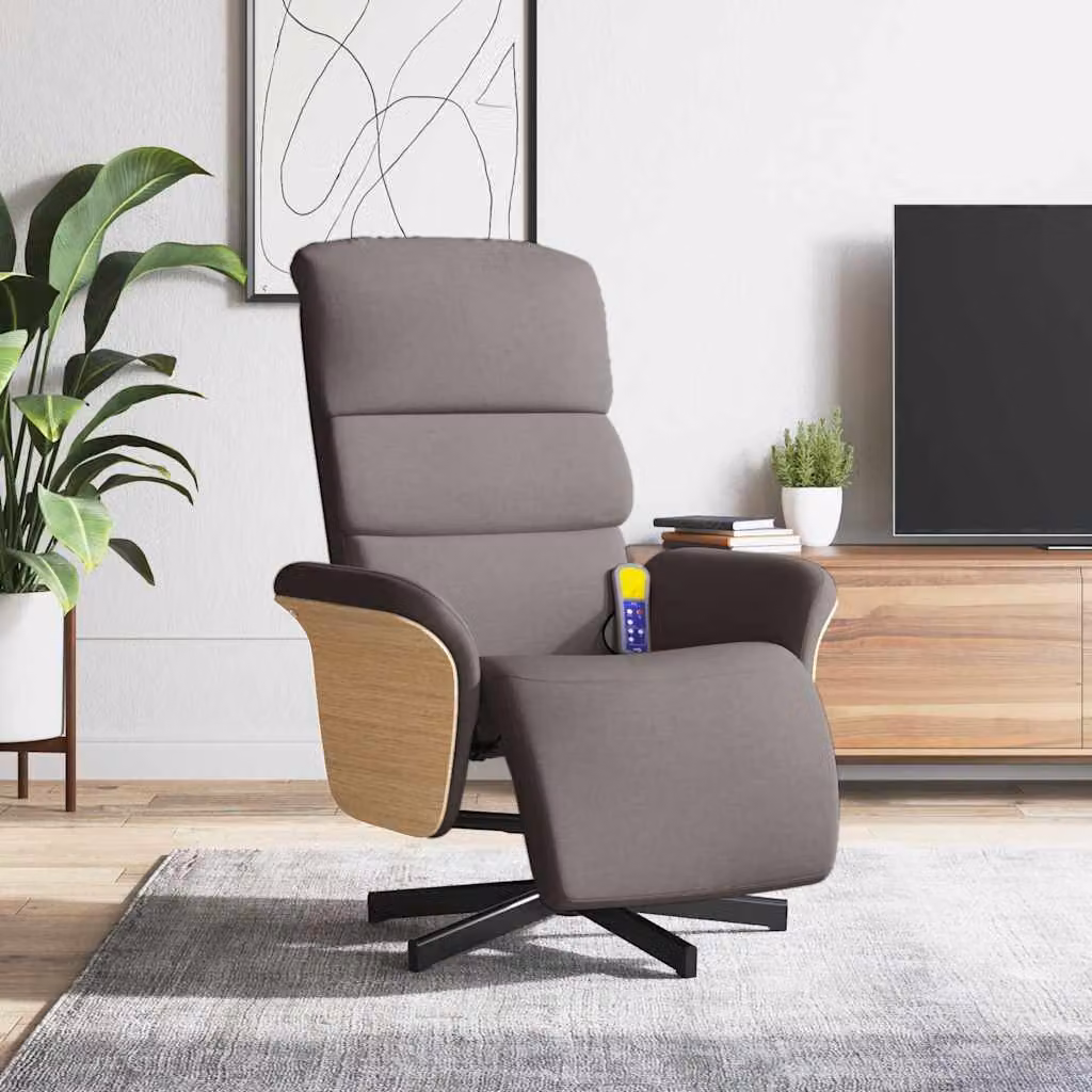 vidaXL Poltrona Reclinabile Relax con Poggiapiedi, Design Moderno, Colore Beige e Grigio